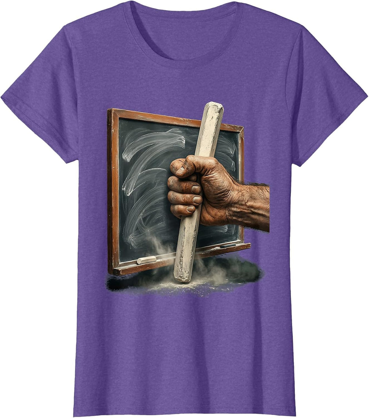 5th Grade Teacher Chalkboard Chalk Illustration T-Shirt - Purple Heather