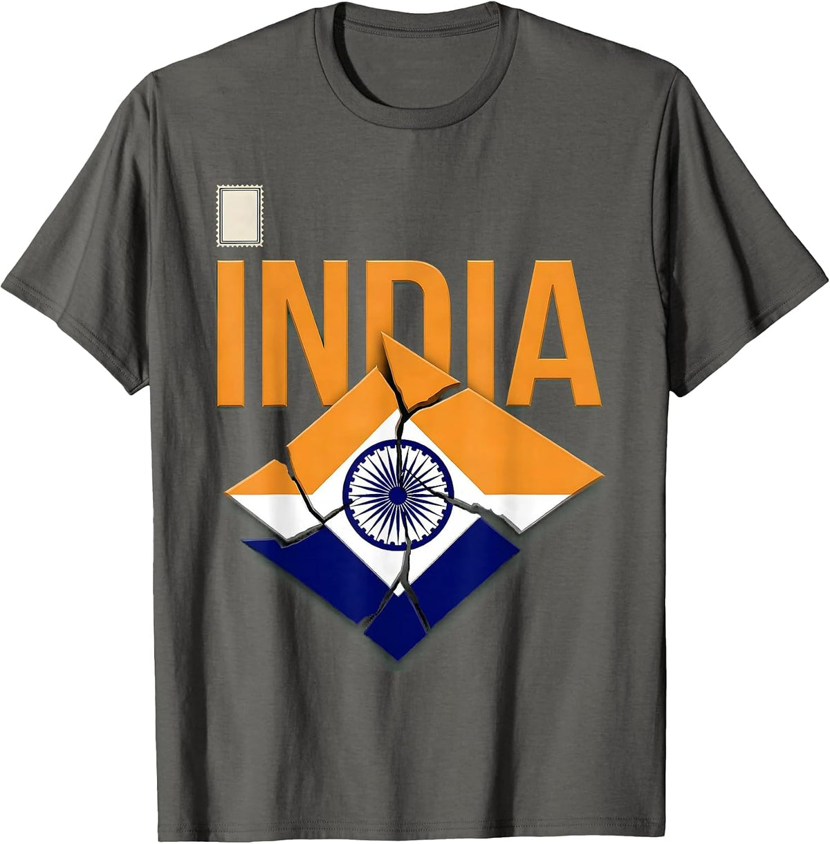 INDIA Flag Tricolor Patriotic Independence Day T-Shirt - Asphalt Grey