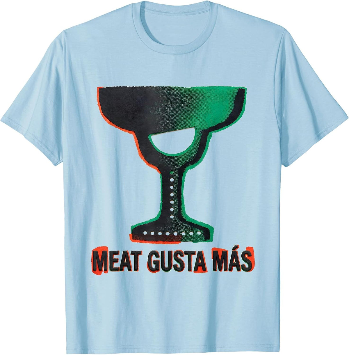 Men's Meat Gusta Más Funny Spanish Pun Cinco De Mayo Party Humor T-Shirt - Baby Blue