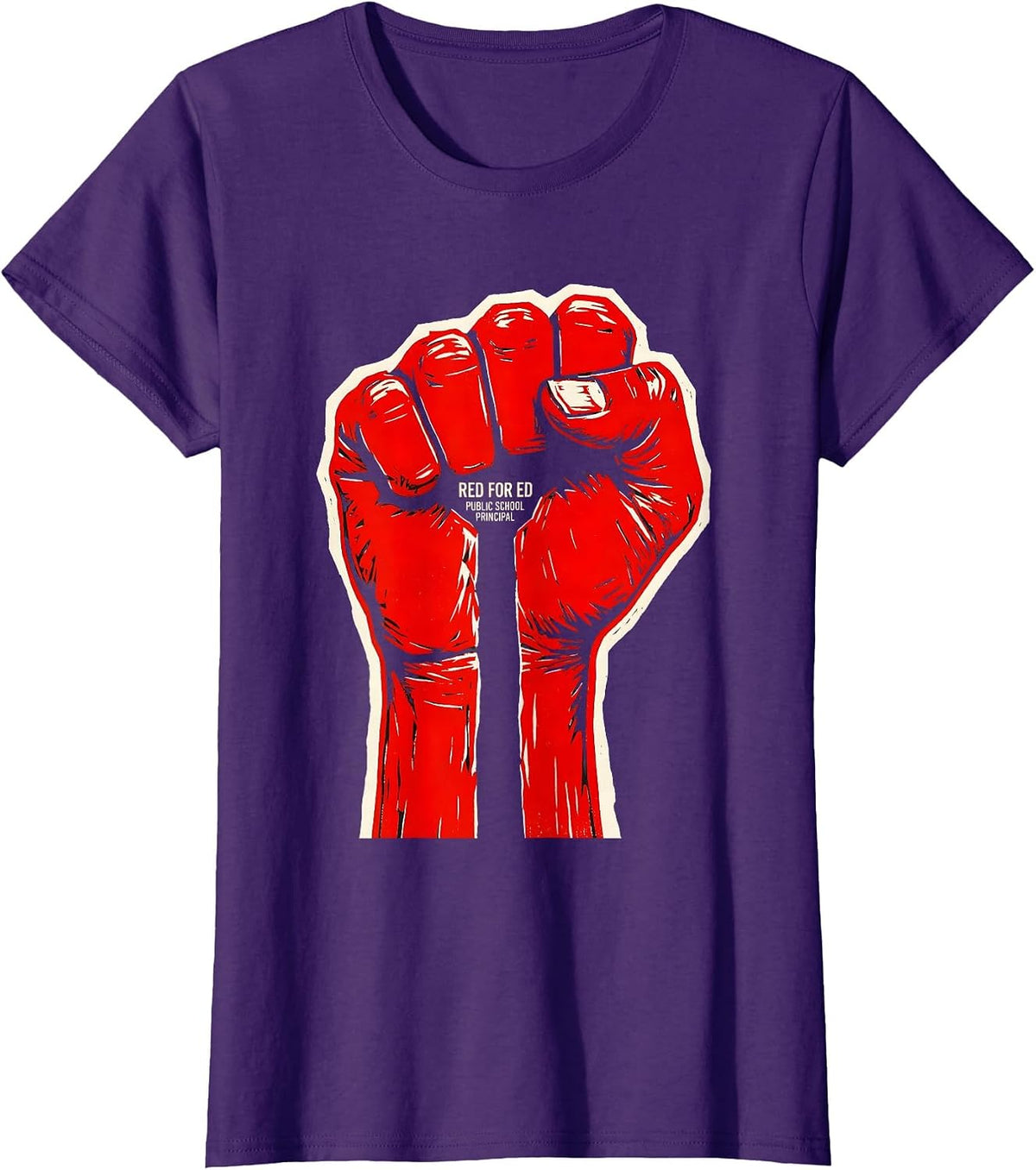 Women's Red For Ed Public School Principal Teacher Advocacy T-Shirt - Purple
