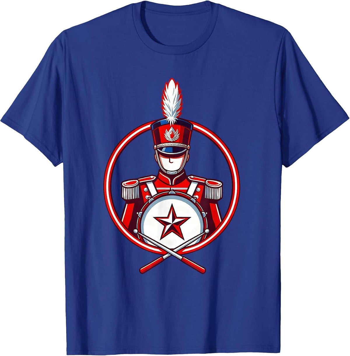 Kids Patriotic Drumline Parade Drummer Illustration T-Shirt - Royal Blue