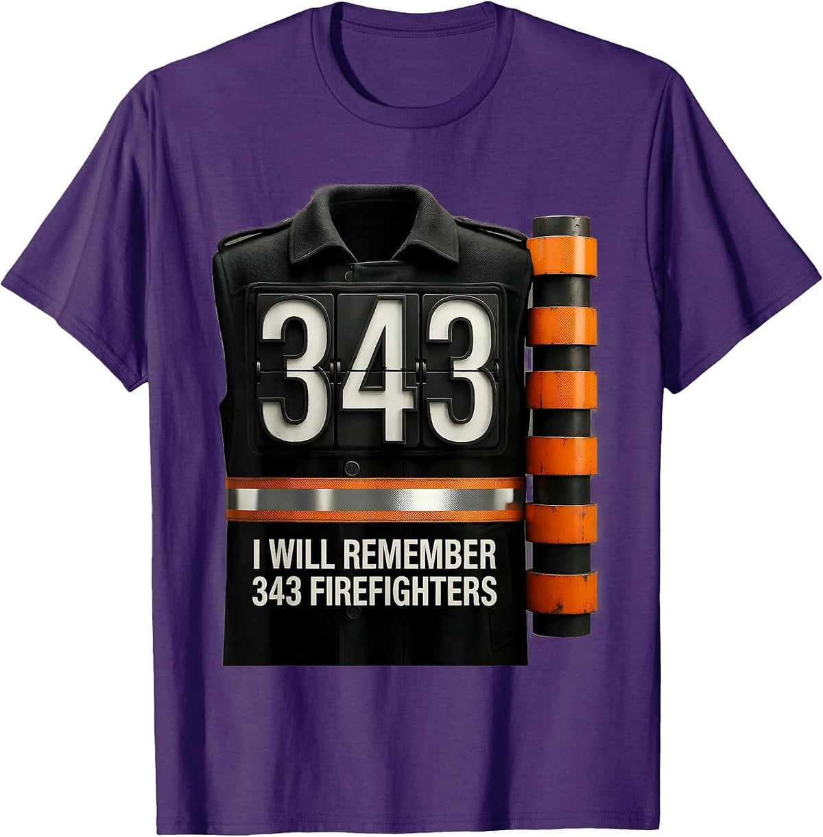 I Will Remember 343 Firefighters Patriotic Tribute T-Shirt - Purple