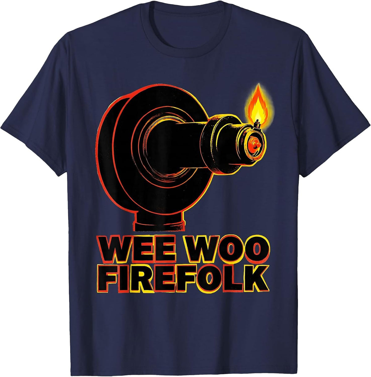 Men's Wee Woo Firefolk Funny Firefighter Fire Department Pride T-Shirt - Navy Blue