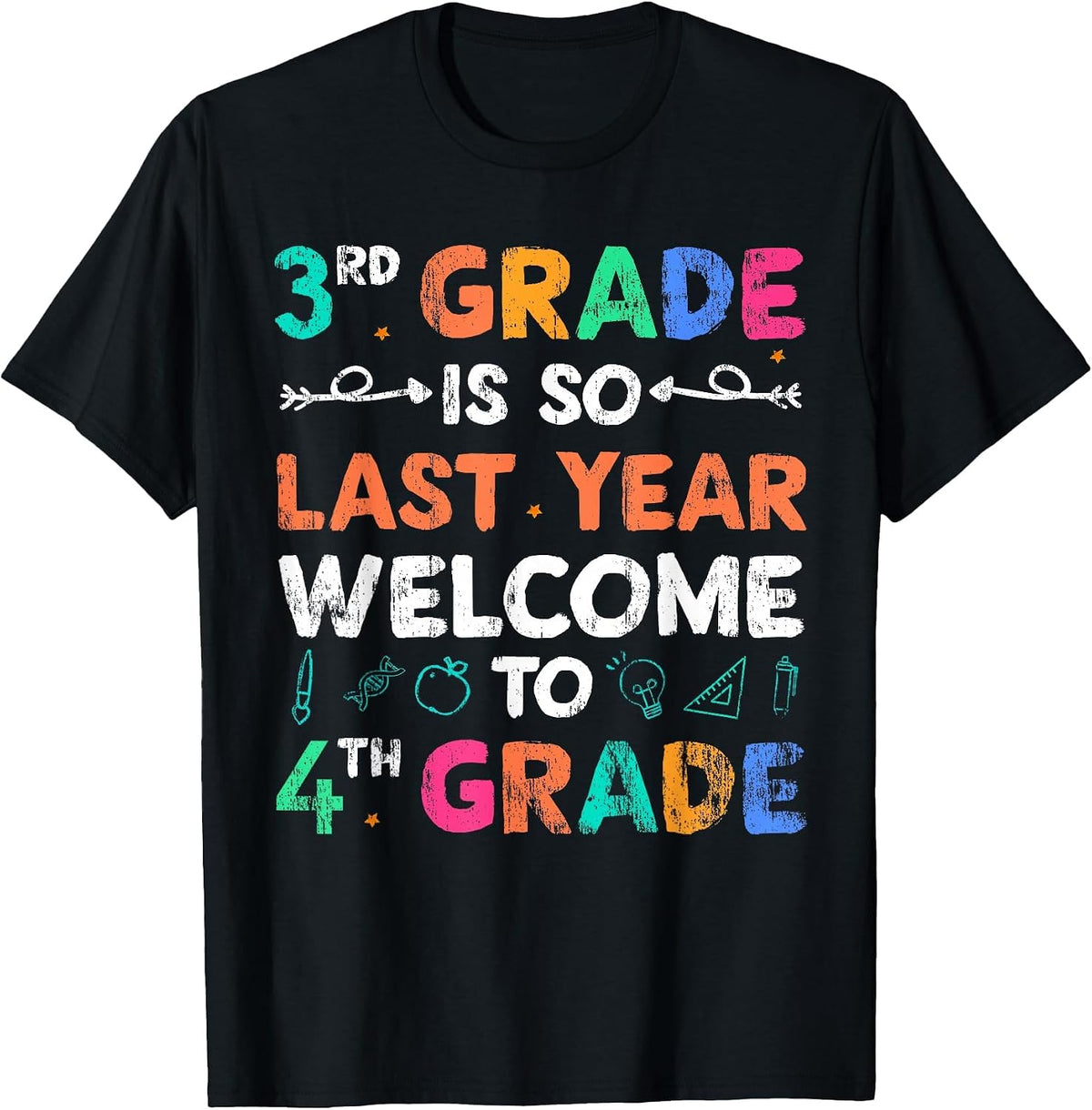 3rd Grade is So Last Year Welcome to 4th Grade T-Shirt - Black