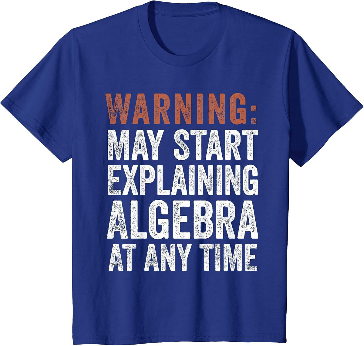 Warning May Start Explaining Algebra Funny Math T-Shirt - Royal Blue