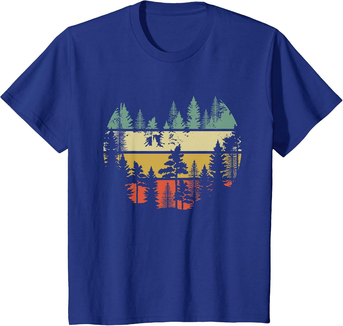 Trees Outdoors Nature Wildlife Retro Forest T-Shirt - Royal Blue