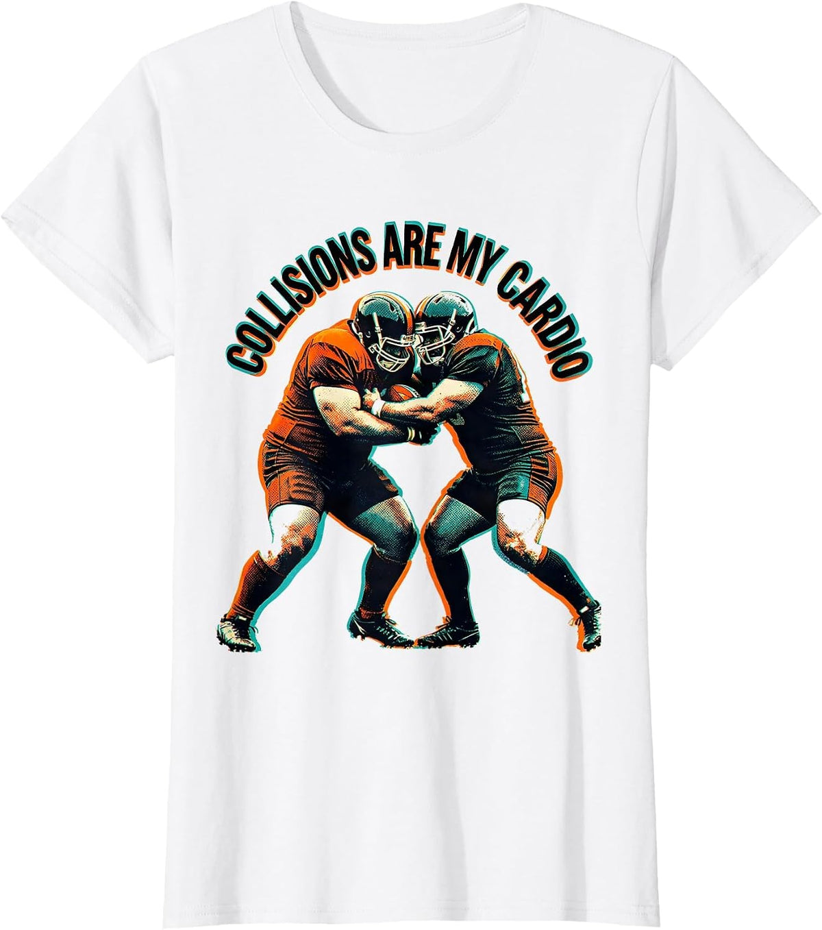 Women's Collisions Are My Cardio Rugby Design T-Shirt - White