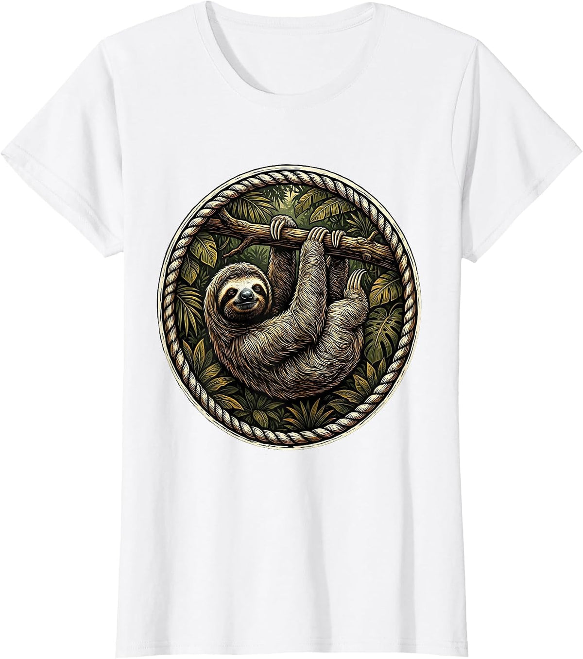 Brazil Sloth Hanging Upside Down from Tree T-Shirt - White