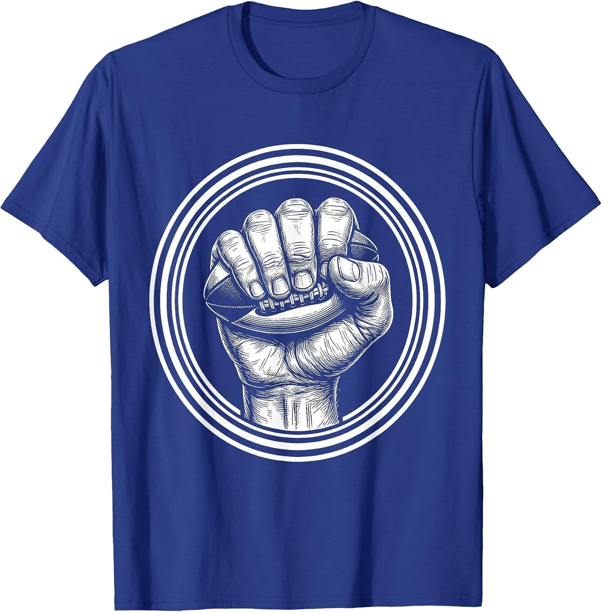 Rugby Fist Grip Graphic Tee - Ball in Hand T-Shirt - Royal Blue