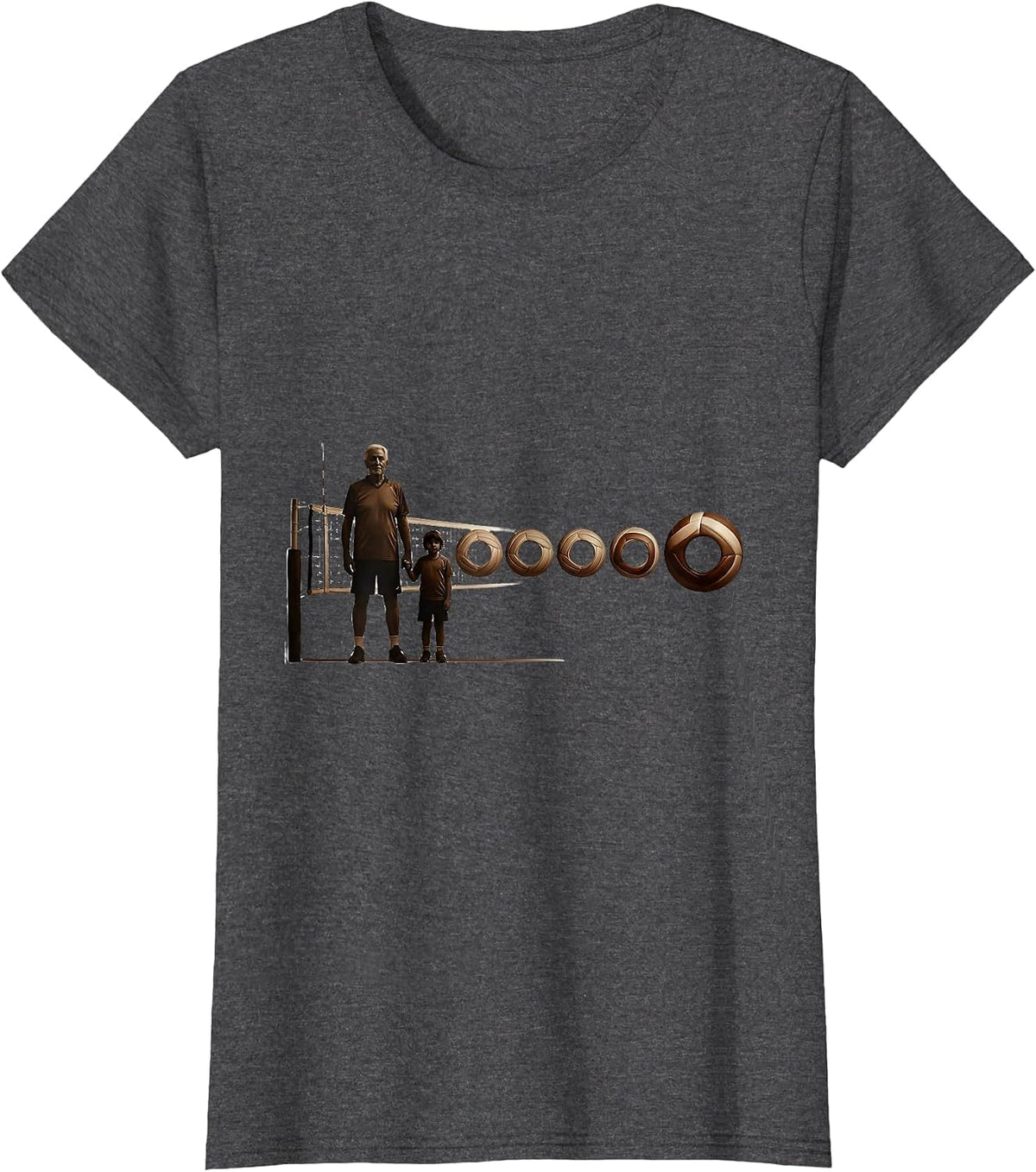 Women's Senior Volleyball Player Family Pride Silhouette T-Shirt - Dark Heather Grey