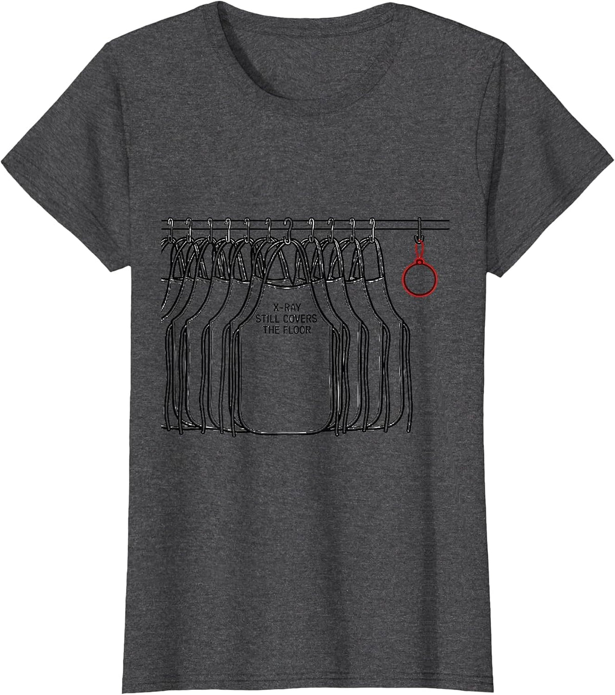 Women's X-Ray Still Covers The Floor Funny Radiology Tech Christmas T-Shirt - Dark Heather Grey