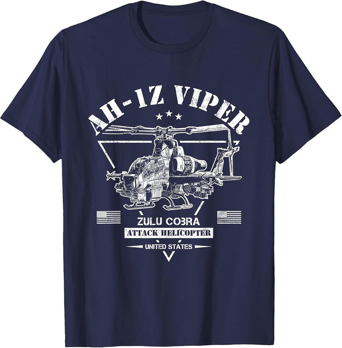 AH-1Z Viper Zulu Cobra Attack Helicopter T-Shirt - Navy Blue