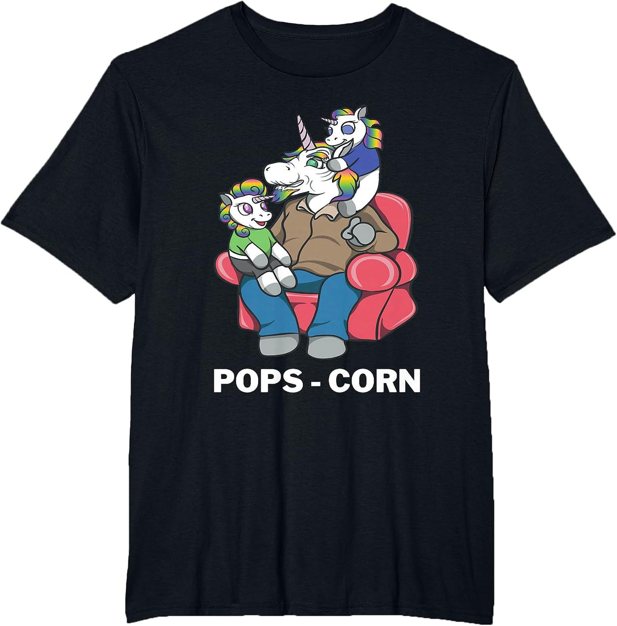 Grandpa Pops Unicorn Old Dadacorn Grandpacorn with Toddlers T-Shirt - Black