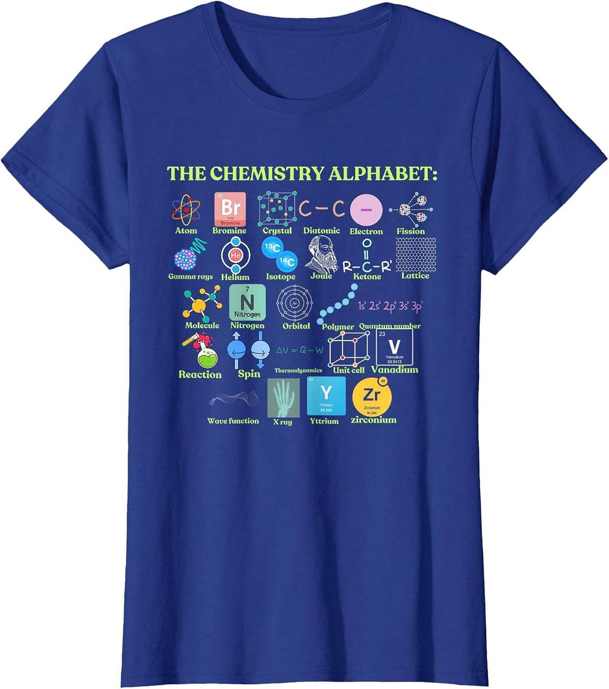 The Chemistry Alphabet, Cool STEM, Science and Chemistry T-Shirt - Royal Blue