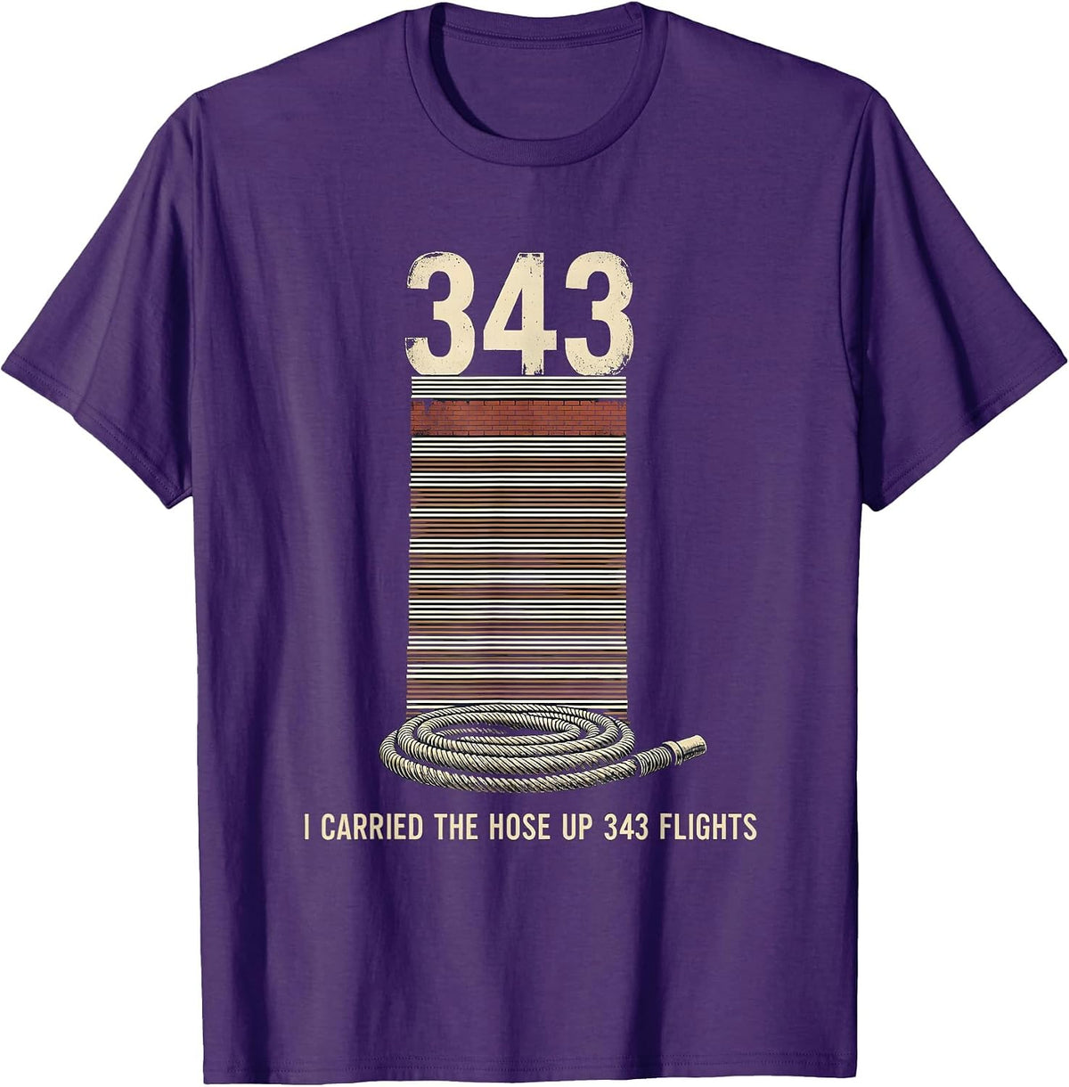 Men's I Carried The Hose Up 343 Flights Vintage Firefighter T-Shirt - Purple
