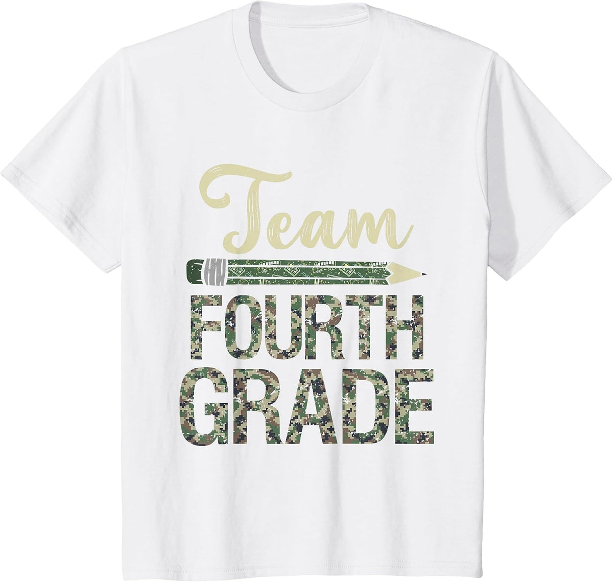 Team Fourth Grade Camo 4th Grade Teacher Camouflage T-Shirt - White