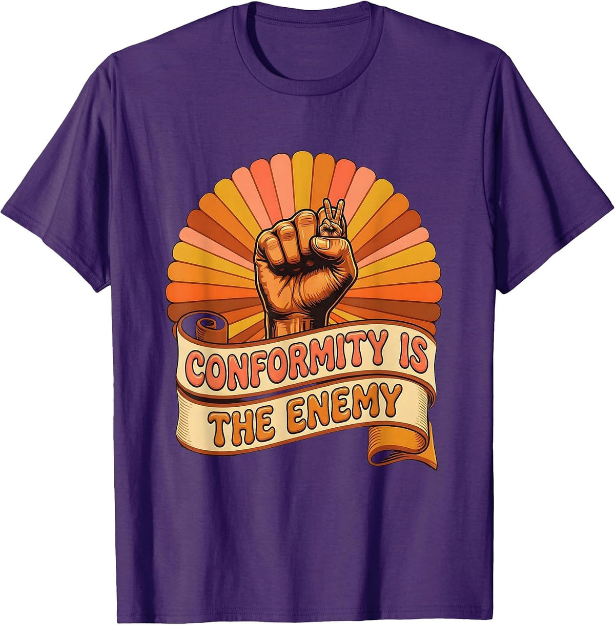 Conformity Is The Enemy Punk Rebellion Design T-Shirt - Purple