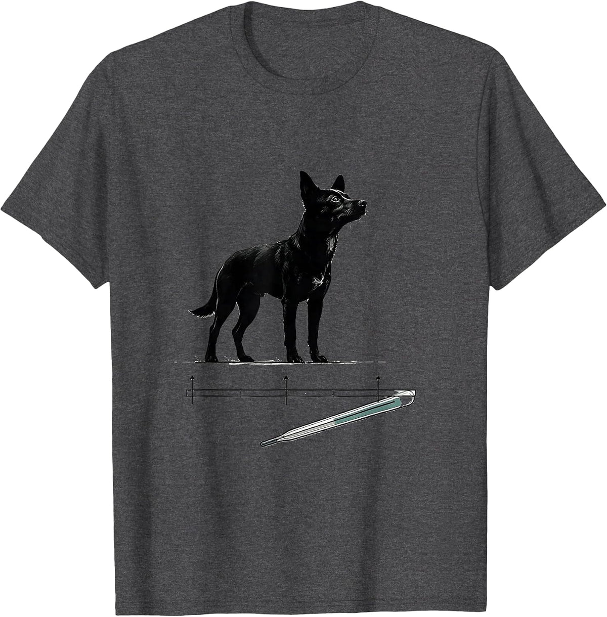 Men's Dog Contour Vet Tech Appreciation Minimalist T-Shirt - Dark Heather Grey