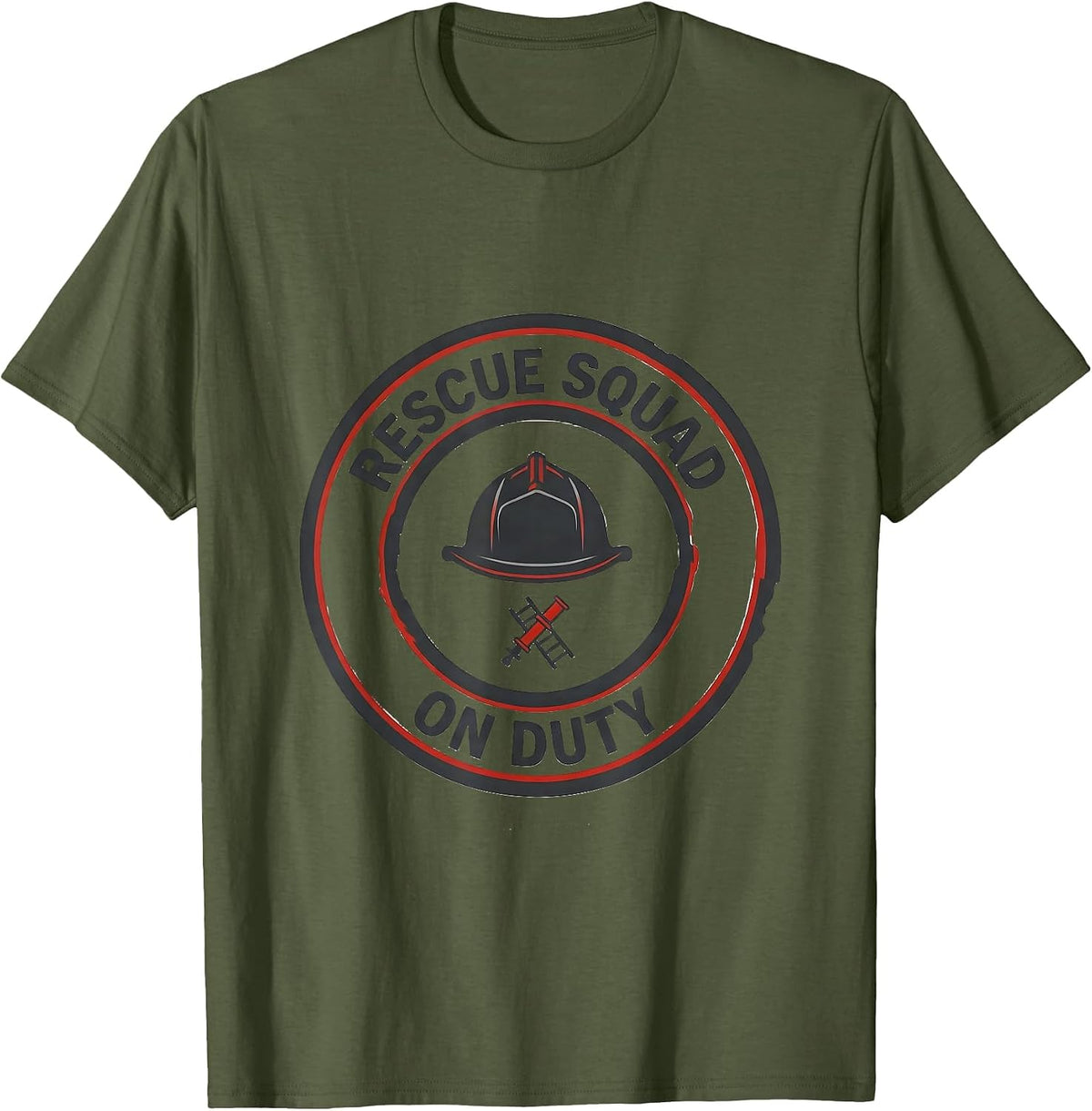 Rescue Squad On Duty Minimalist Firefighter Toddler Boy T-Shirt - Olive Green
