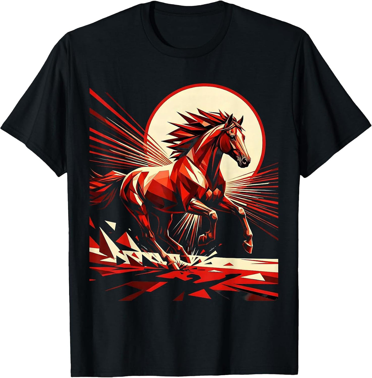Men's Wild Horse Galloping Through Open Field Graphic T-Shirt - Black