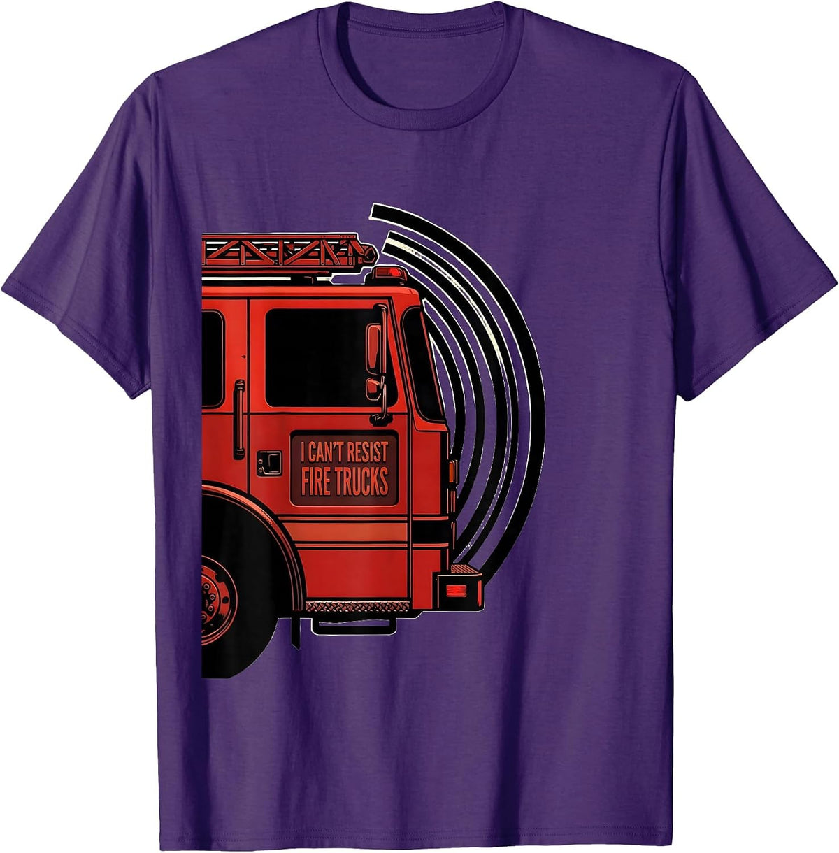 Men's I Can't Resist Fire Trucks Funny Firefighter Humor Gift T-Shirt - Purple