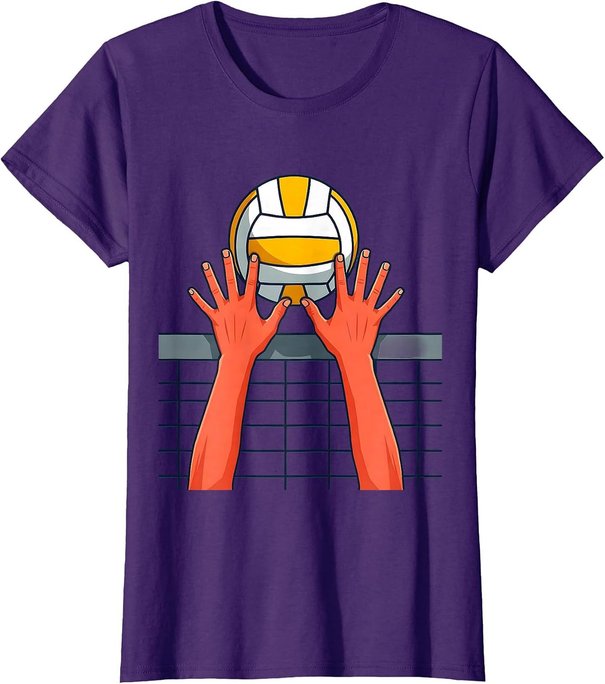 Women's Volleyball Block at the Net Graphic T-Shirt - Purple
