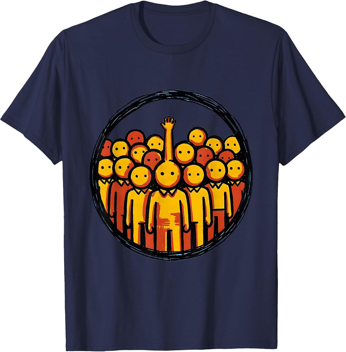 First Grade Hand Raiser Graduation Illustration T-Shirt - Navy Blue