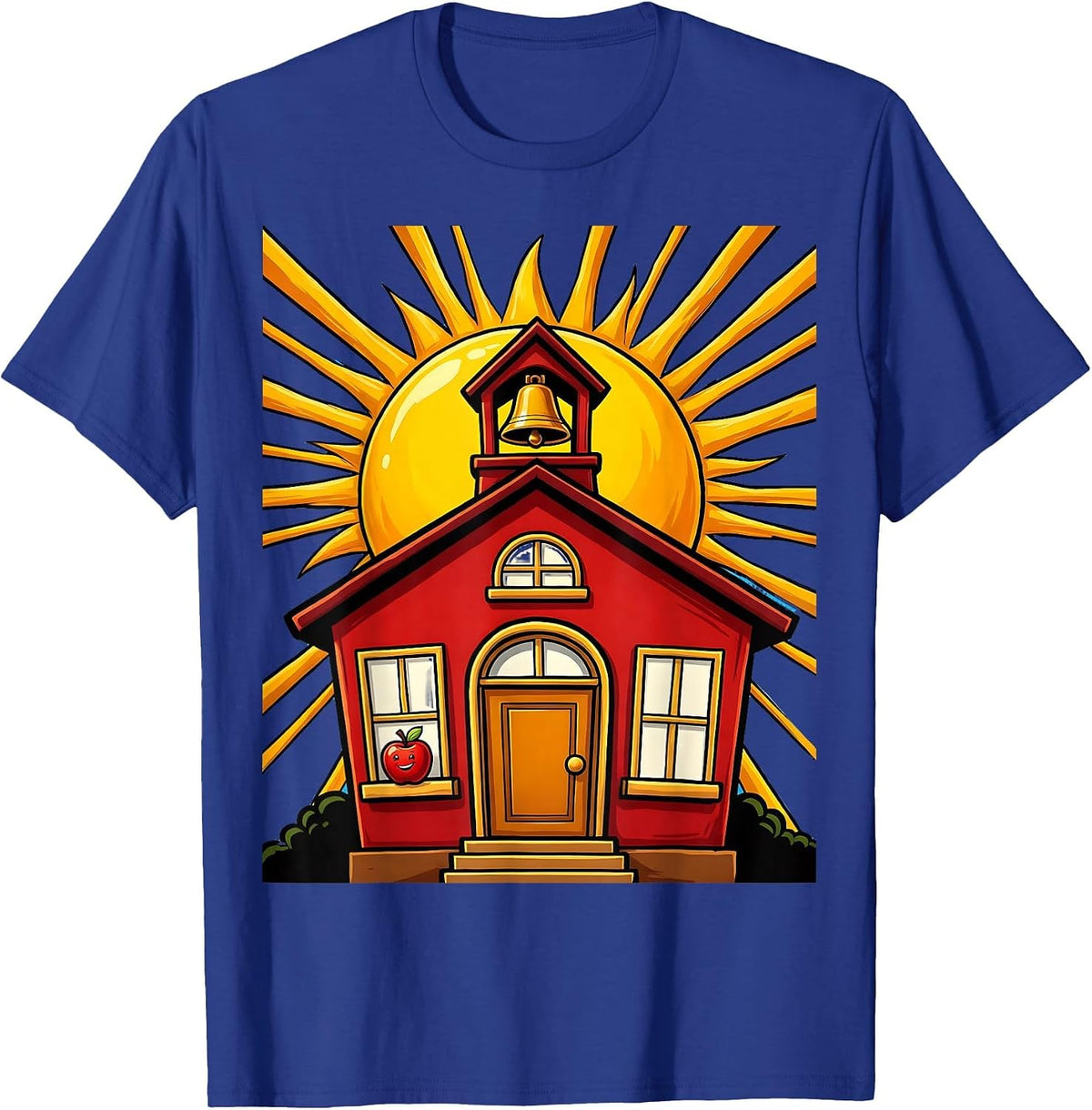 5th Grade Teacher Schoolhouse Sunrise Graphic T-Shirt - Royal Blue
