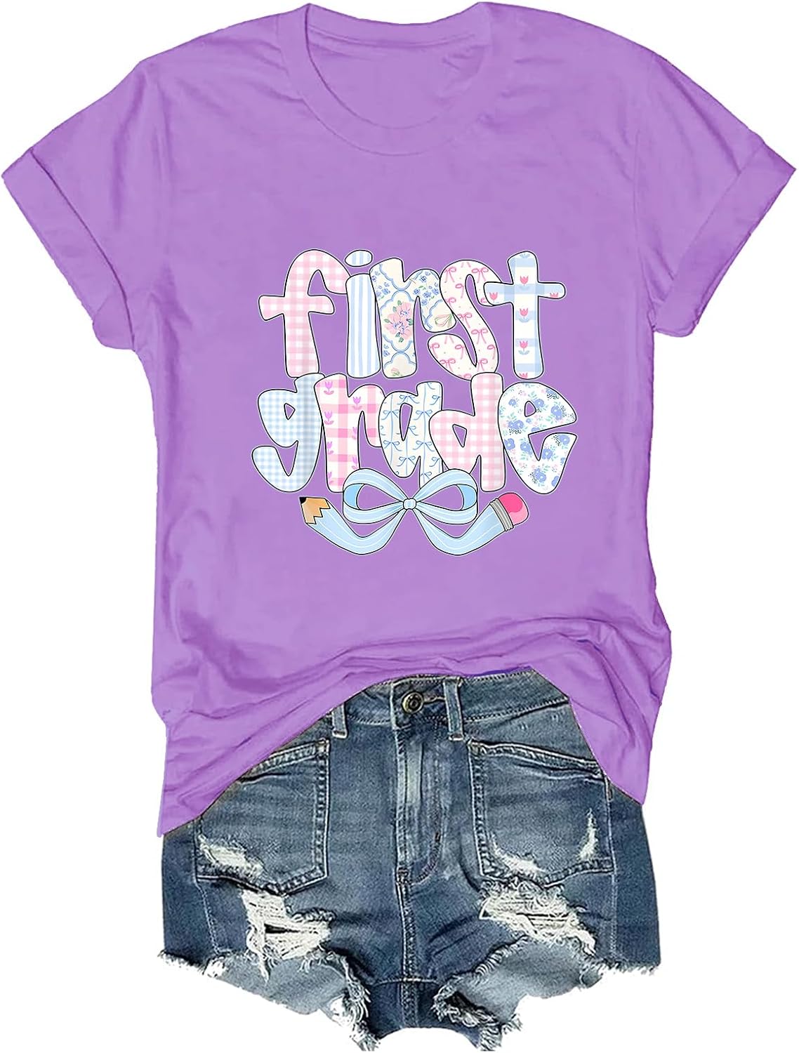 First Grade Shirt Back to School T-Shirt Teacher Life Tee - Purple