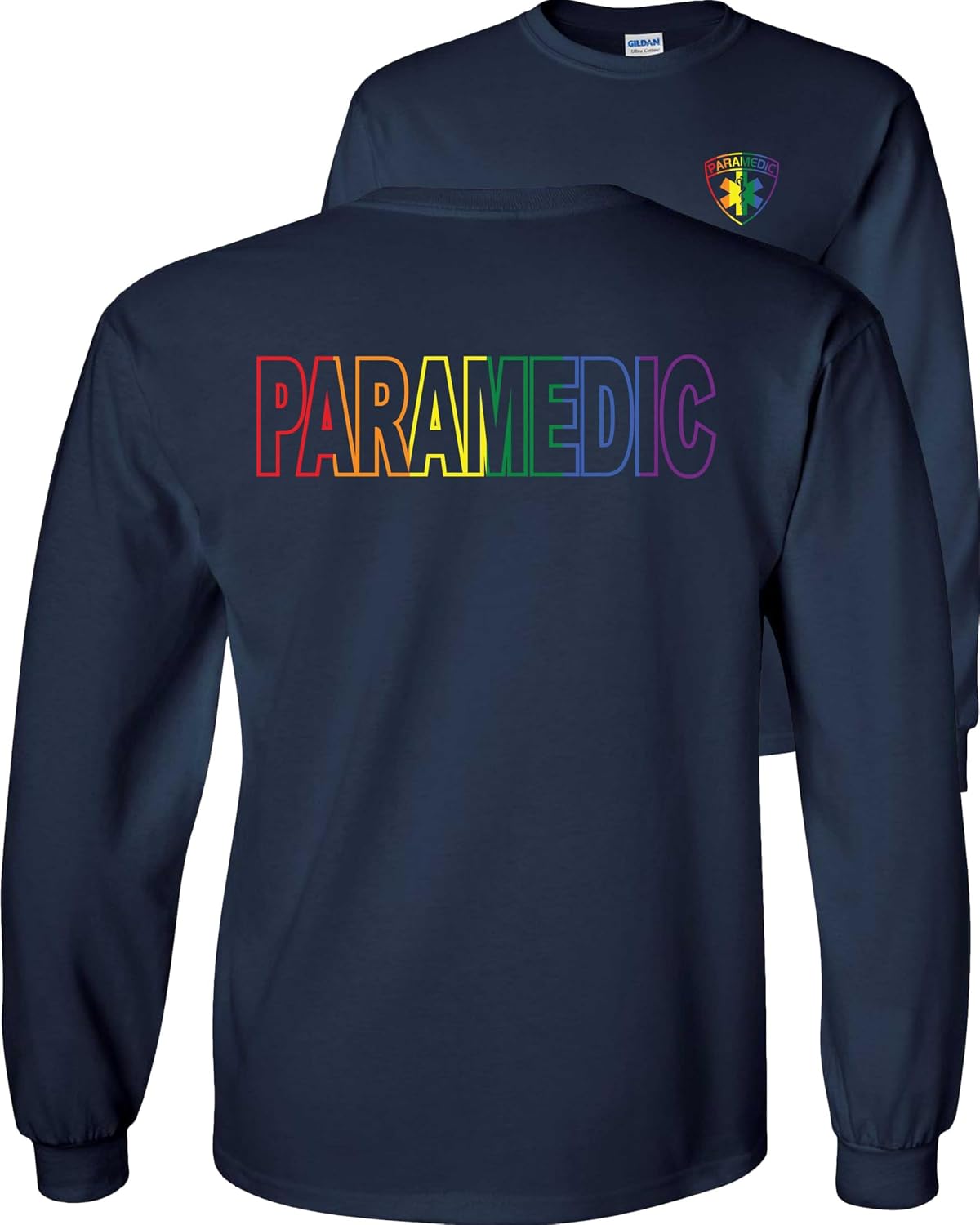 FAIR GAME Paramedic Long Sleeve Shirt Emergency Medical - Navy-lgbt Design