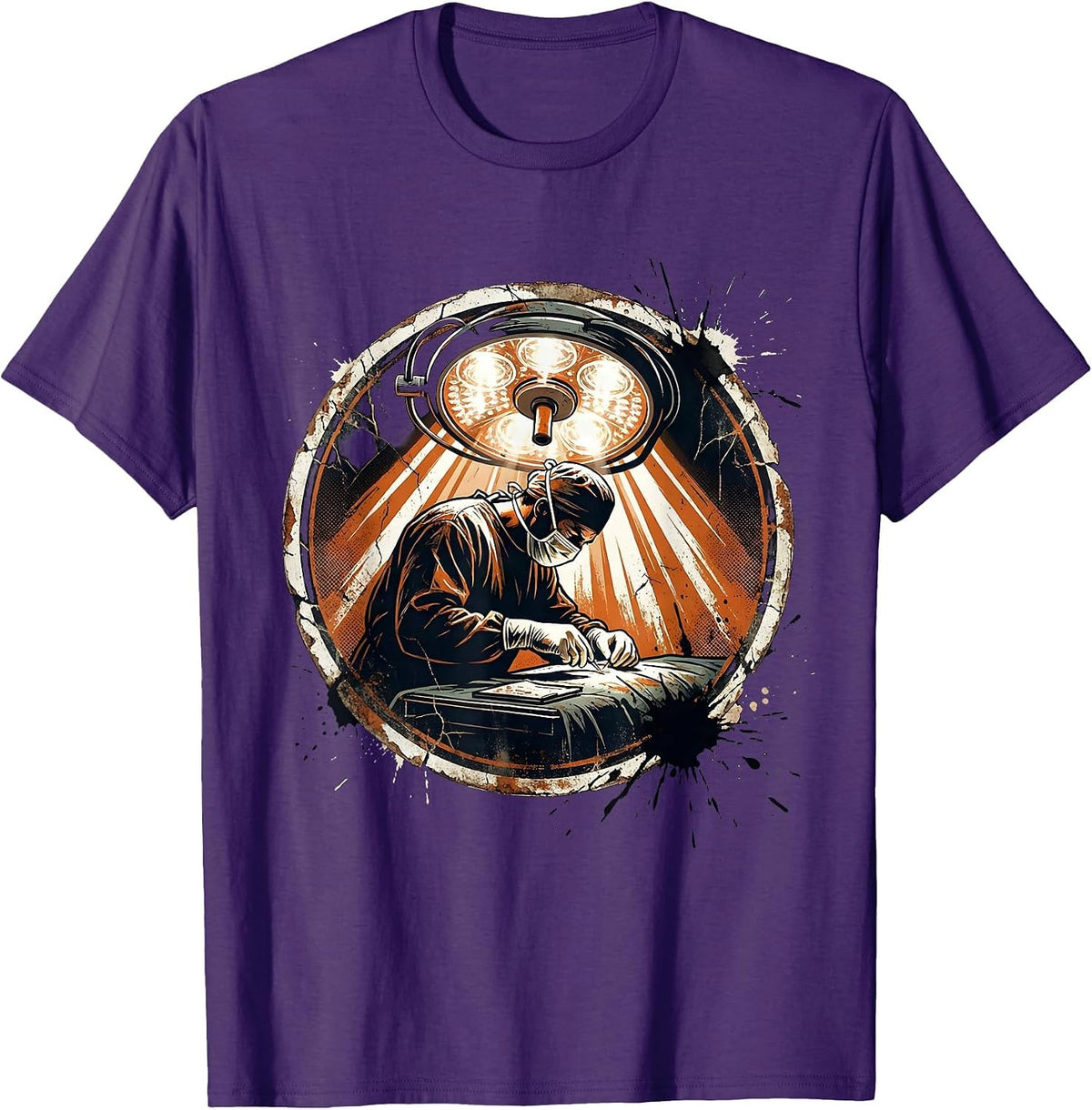 Men's Surgeon Silhouette Operating Room Graphic T-Shirt - Purple