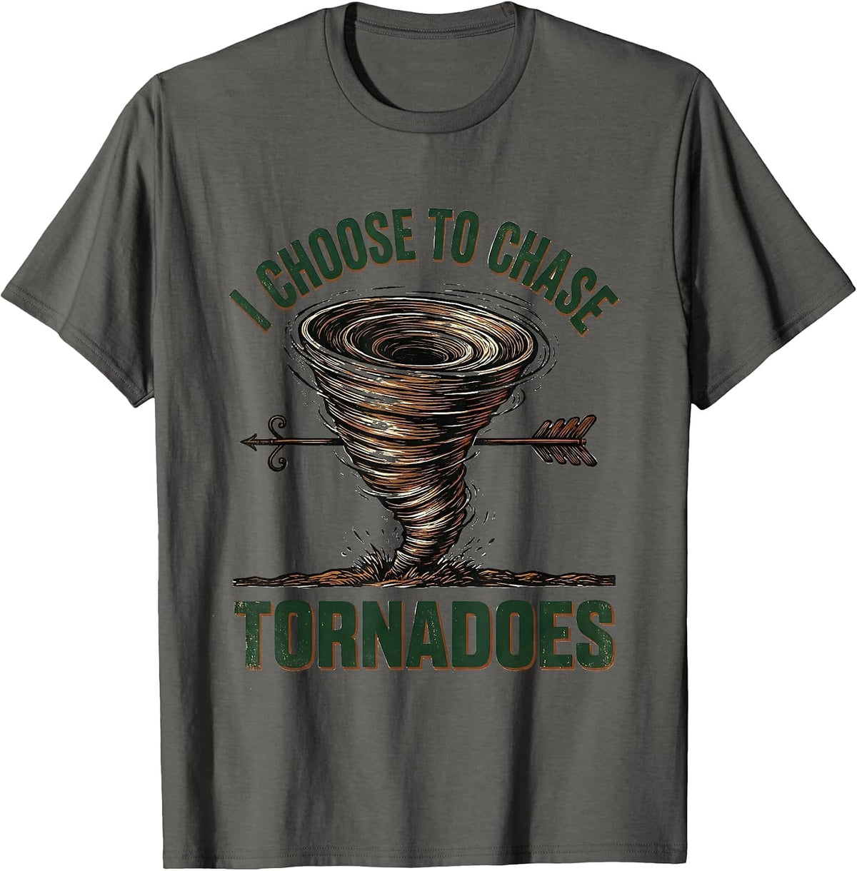 I Choose To Chase Tornadoes Vintage Storm Chaser T-Shirt - Asphalt Grey