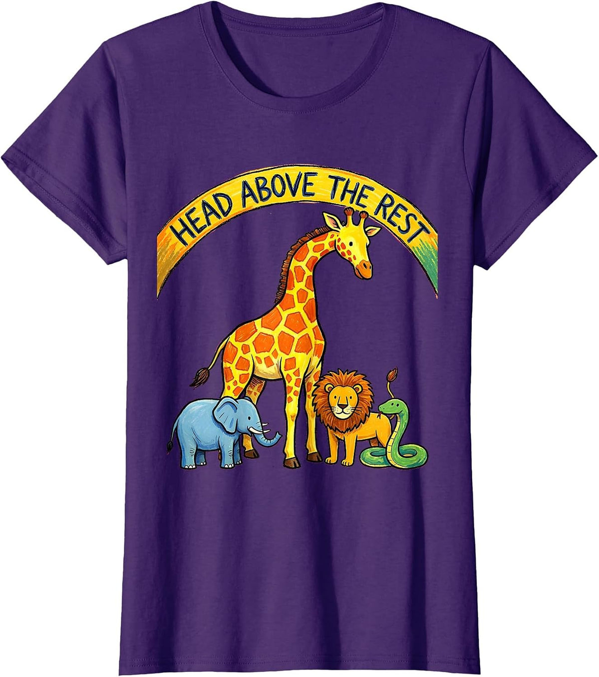 Women's Head Above the Rest Giraffe Design T-Shirt - Purple