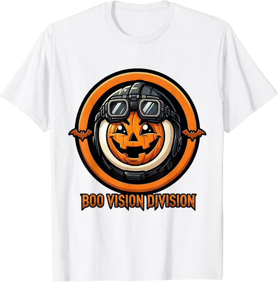 Men's Boo Vision Division Cartoon Halloween Optometrist Eye Doctor T-Shirt - White
