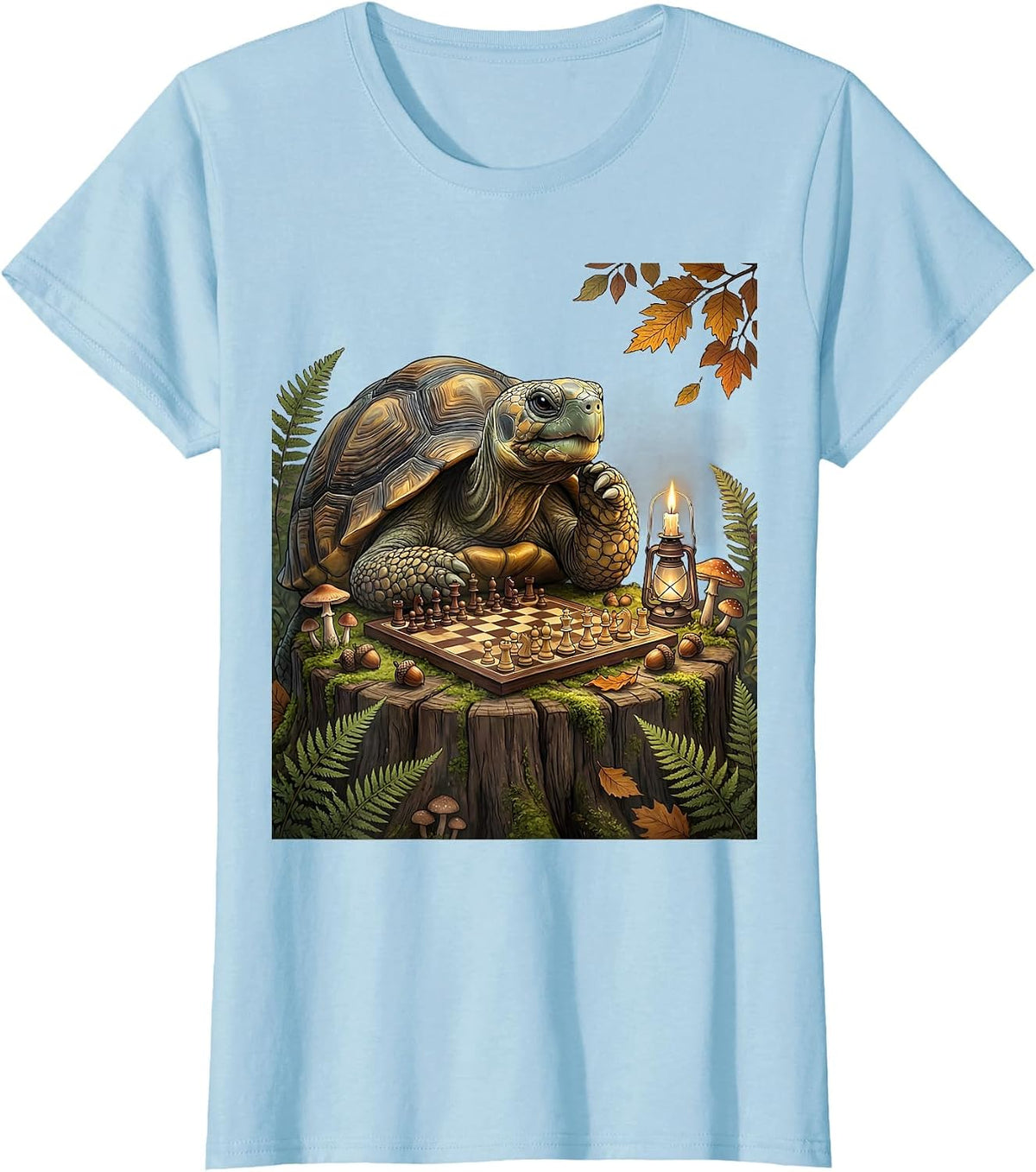 Elder Chess Player Solo Game Illustration T-Shirt - Baby Blue