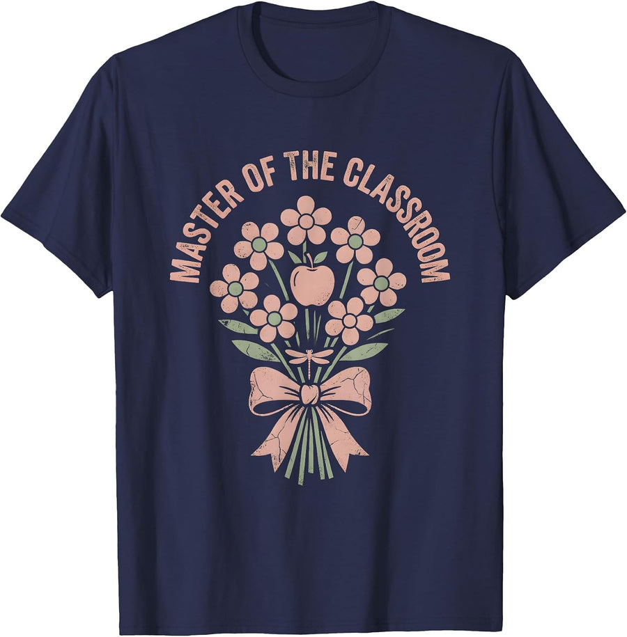 Master of the Classroom 5th Grade Teacher Design T-Shirt - Navy Blue