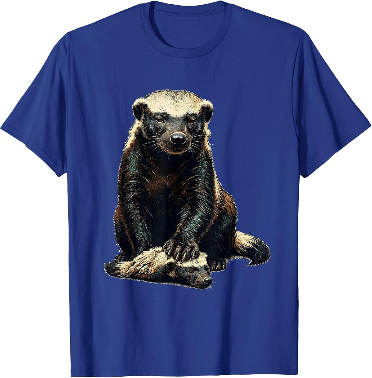 Honey Badger Portrait Funny Wildlife Humor T-Shirt - Royal Blue