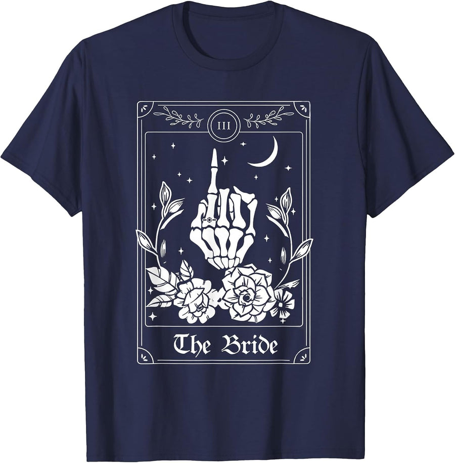 Wedding Tarot Card The Bride Halloween Bachelorette Matching T-Shirt - Navy Blue