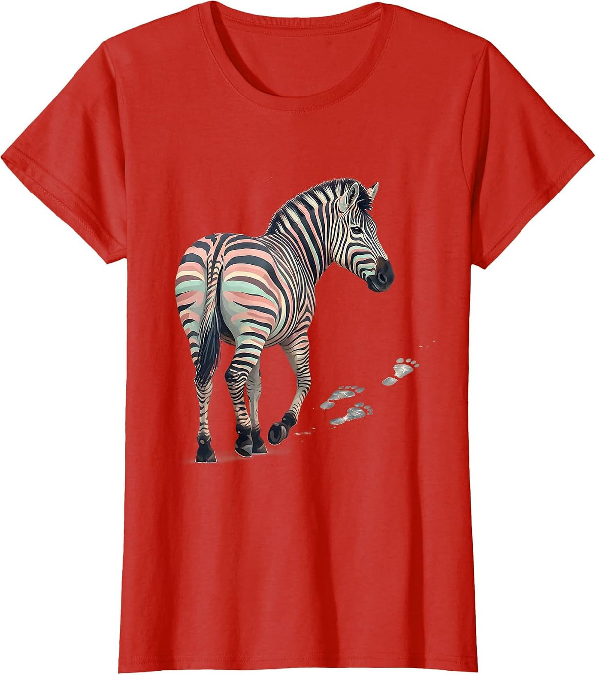 Women's Zebra Stride EDS Down Syndrome Awareness Support T-Shirt - Red
