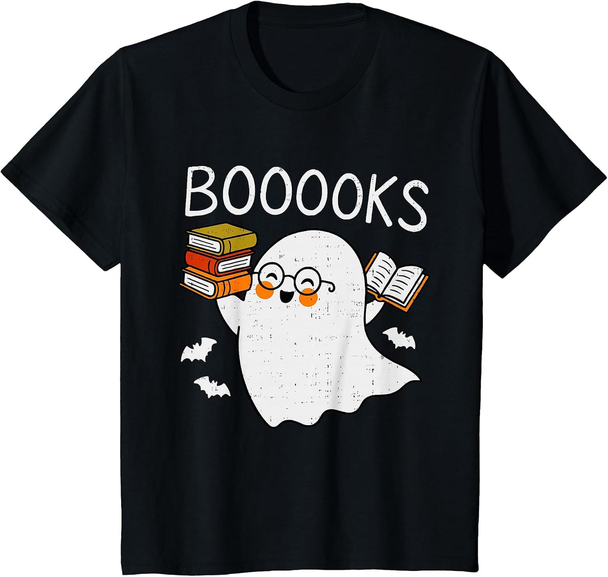 Booooks Ghost Reading Halloween Library Librarian Teacher T-Shirt - Black