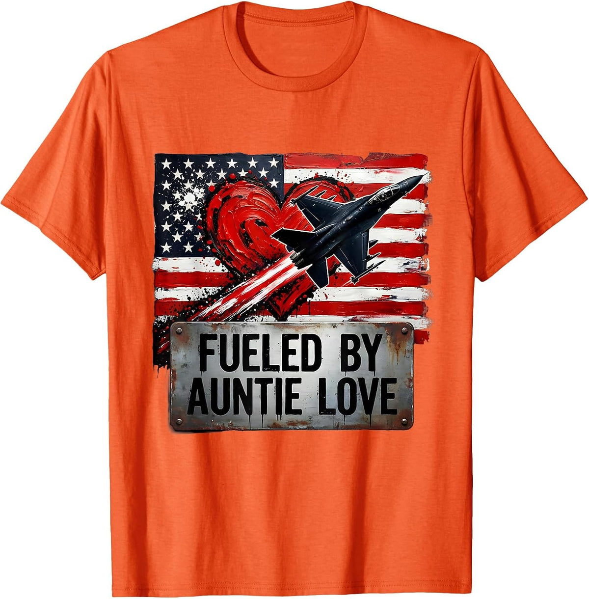 Fueled By Auntie Love Graphic Design T-Shirt, Men, Orange, XX-Large - As Pictured
