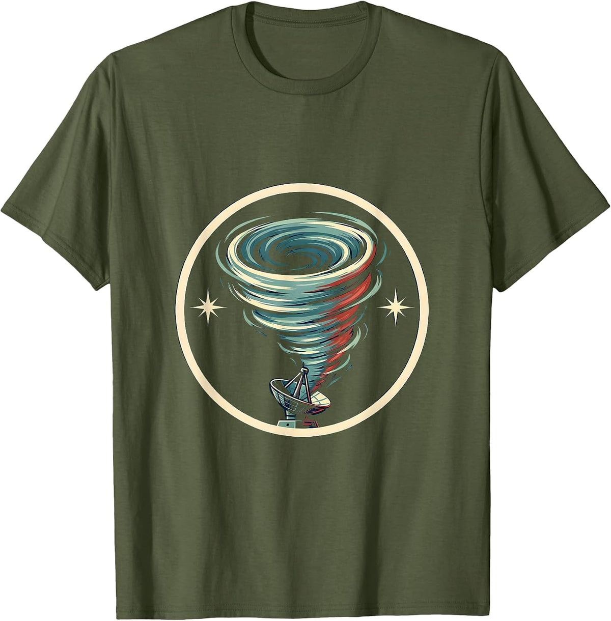 Sealed Tornado Badge Funny Storm Chaser Meteorology Humor T-Shirt - Olive Green