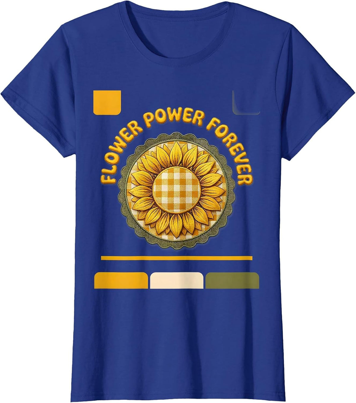 Women's Flower Power Forever Hippie Groovy Design T-Shirt - Royal Blue