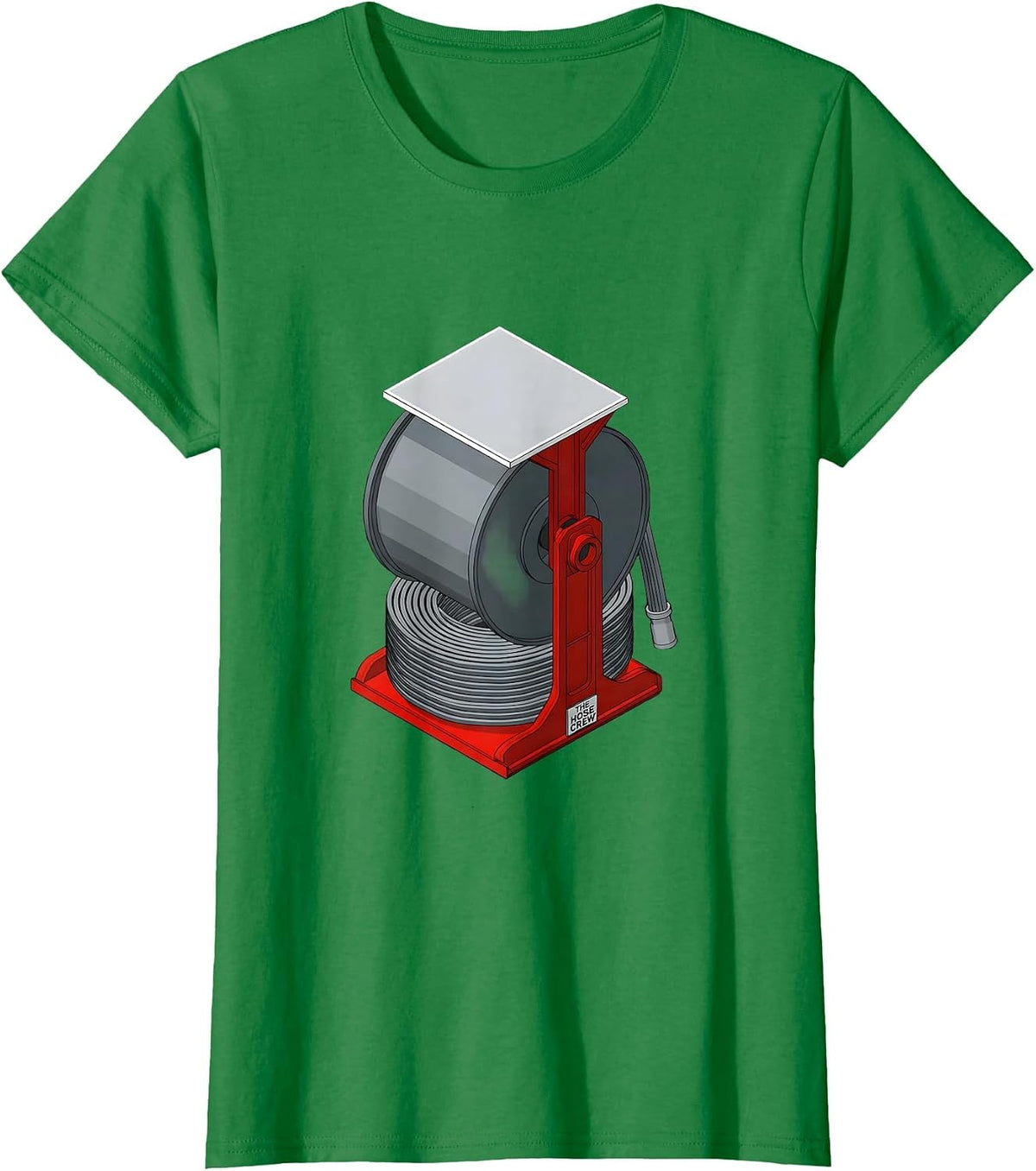 Women's THE HOSE CREW Isometric Firefighter Humor Fire Truck Crew T-Shirt - Kelly Green