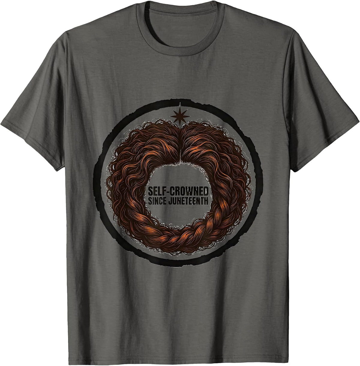 Self-Crowned Since Juneteenth Confident Body-Positive T-Shirt - Asphalt Grey