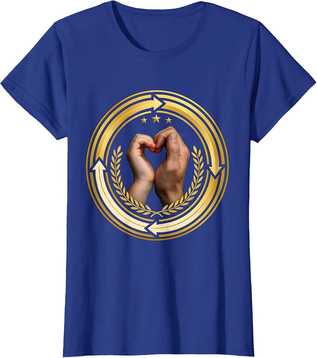 Women's Down Syndrome Awareness Small Hand in Large Hand T-Shirt - Royal Blue