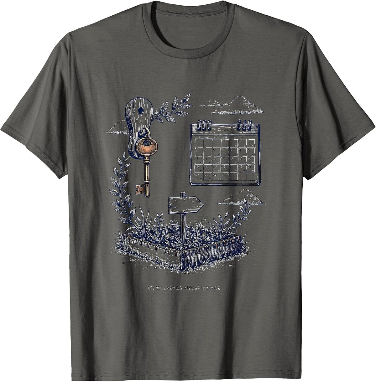 Men's My Weekends Are Showings Funny Realtor Real Estate Agent T-Shirt - Asphalt Grey