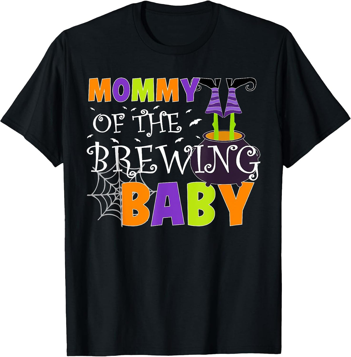 Mommy of The Brewing Baby Halloween Witch Baby Shower T-Shirt, Men, Black, Small - As Pictured
