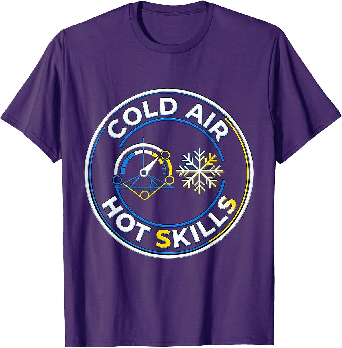 Cold Air. Hot Skills. HVAC Tech Design T-Shirt - Purple