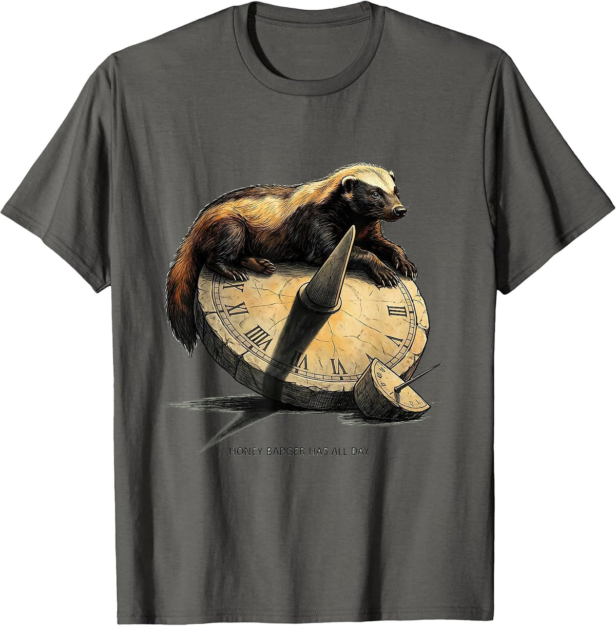 Honey Badger Has All Day Funny Animal Lover Meme Humor T-Shirt, Men, Asphalt Grey, X-Large - As Pictured